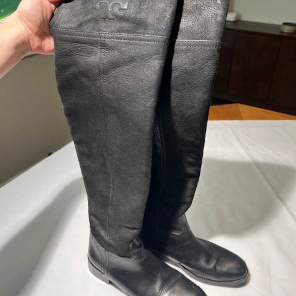 Tory Burch Simone Black Leather Over -The-Knee Boots | Sz 6.5 - Picture 10 of 10